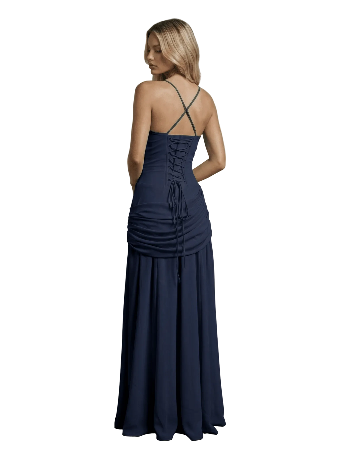 Essential Ribbed MIdi Dress - Navy Blue - velourea