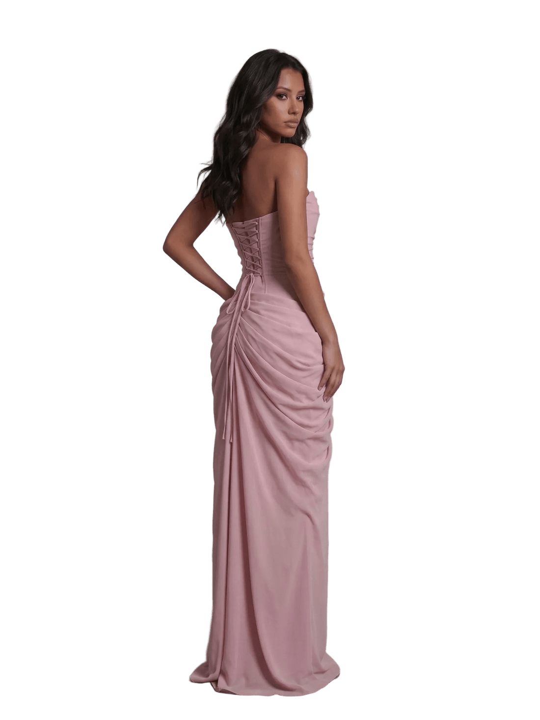 Royal Drape Dress - Pink - velourea