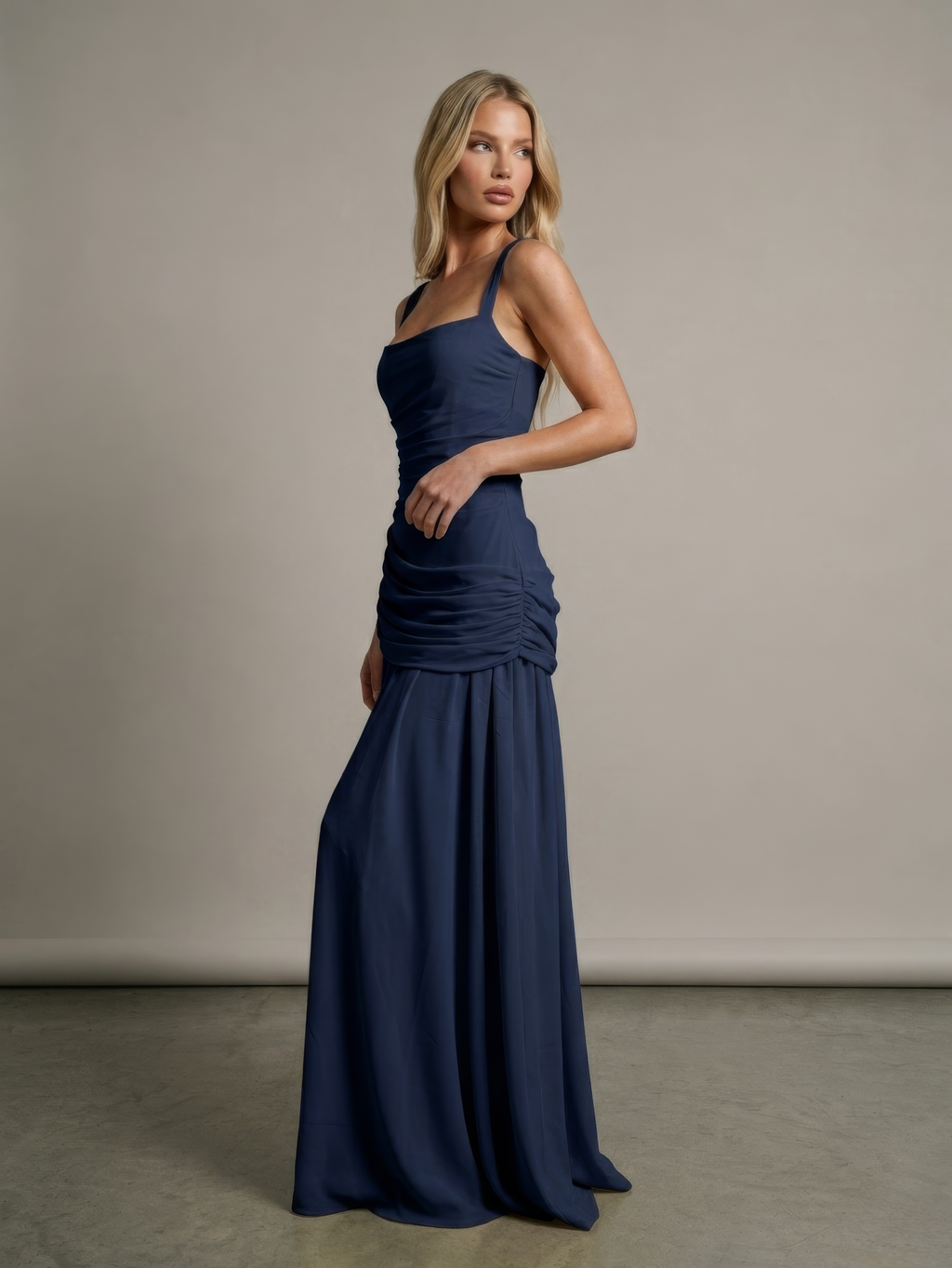 Essential Ribbed MIdi Dress - Navy Blue