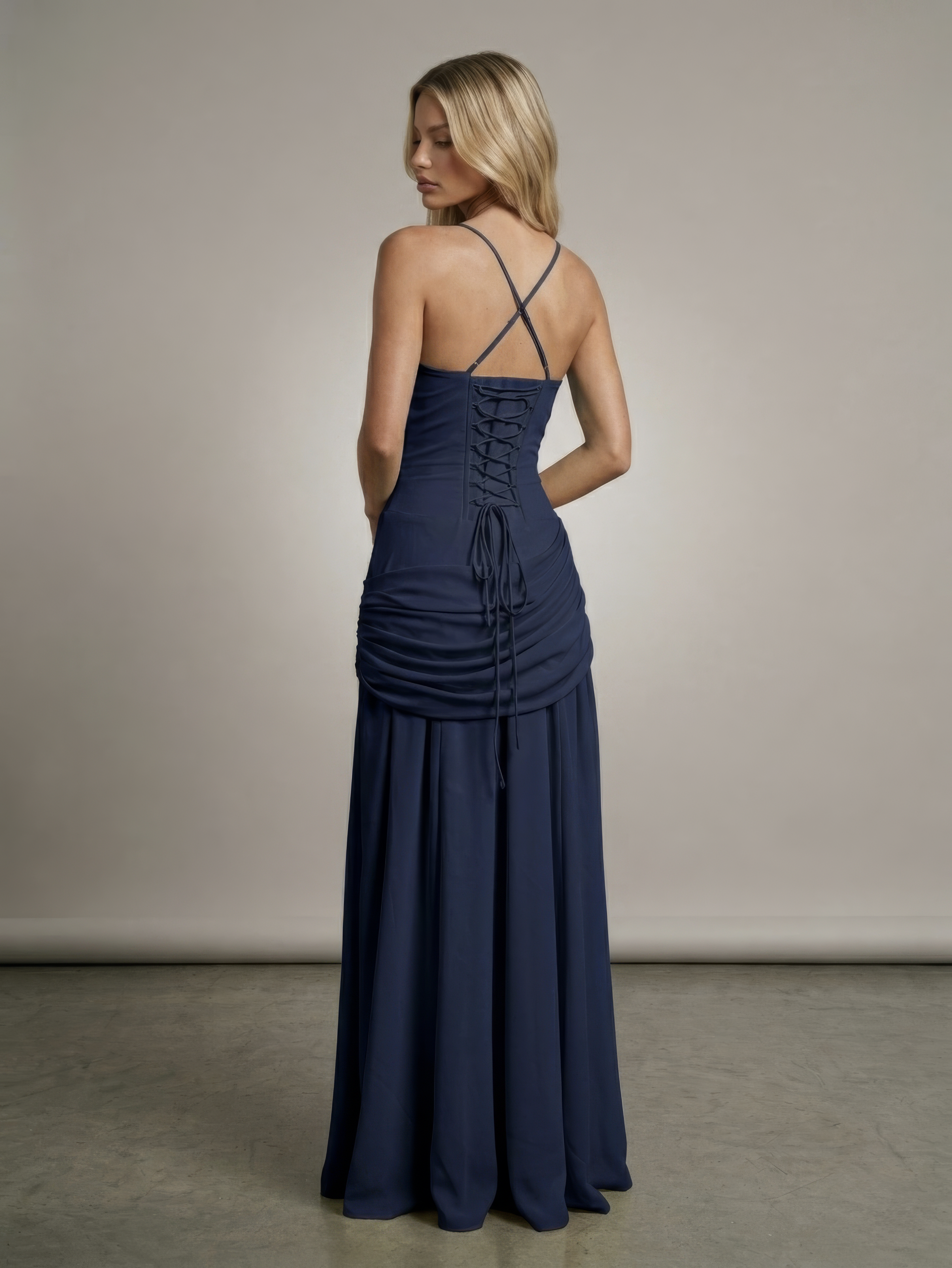 Essential Ribbed MIdi Dress - Navy Blue