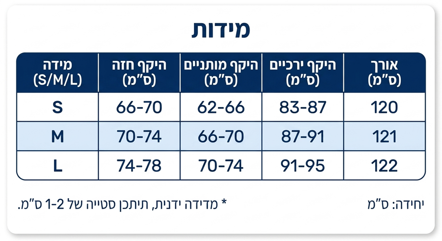 טבלת מידות