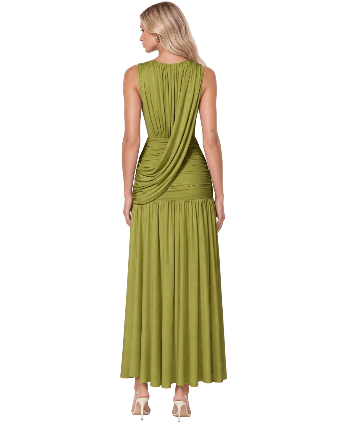 Athena Maxi Dress Olive - velourea