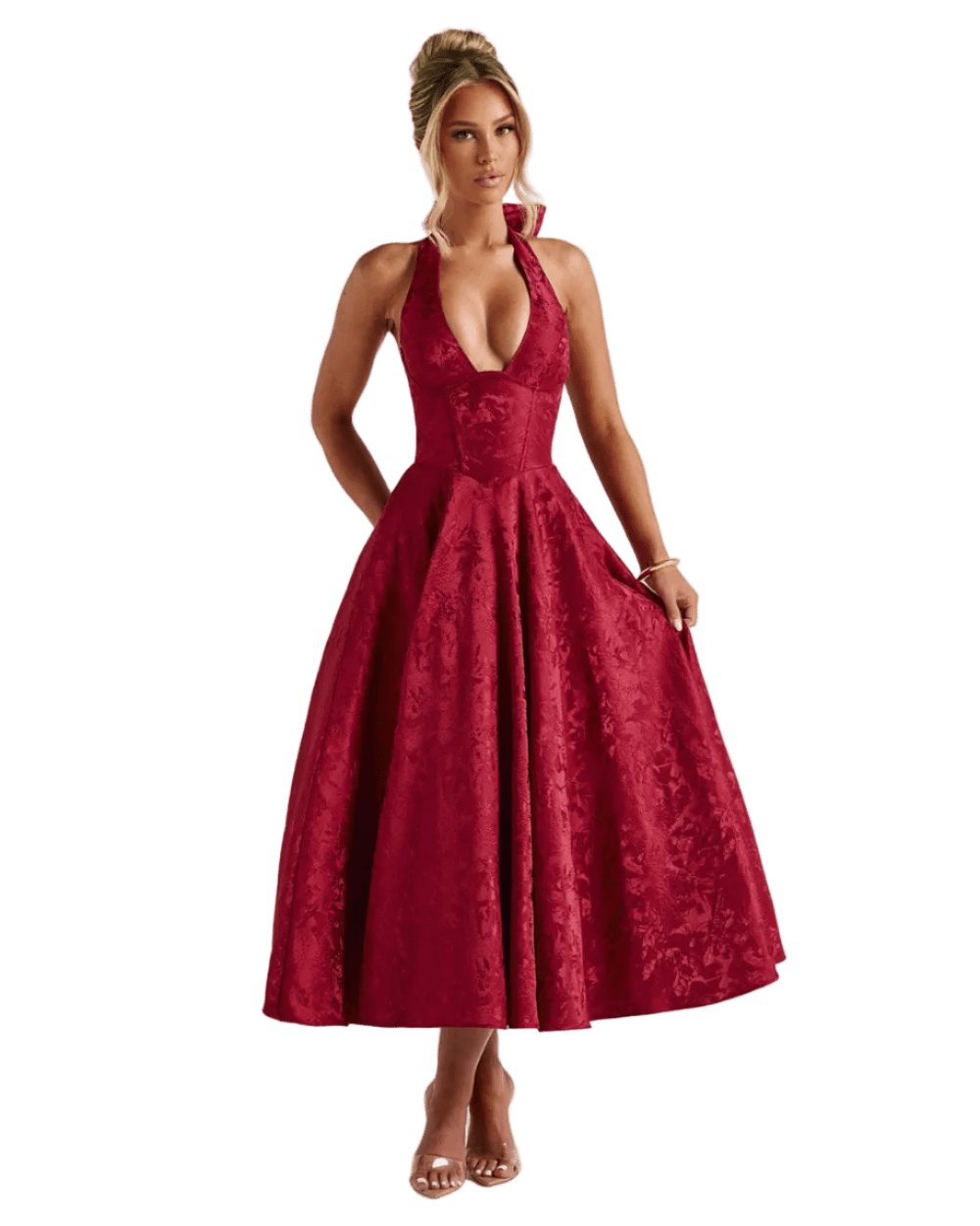 Effie Midi Dress - Red