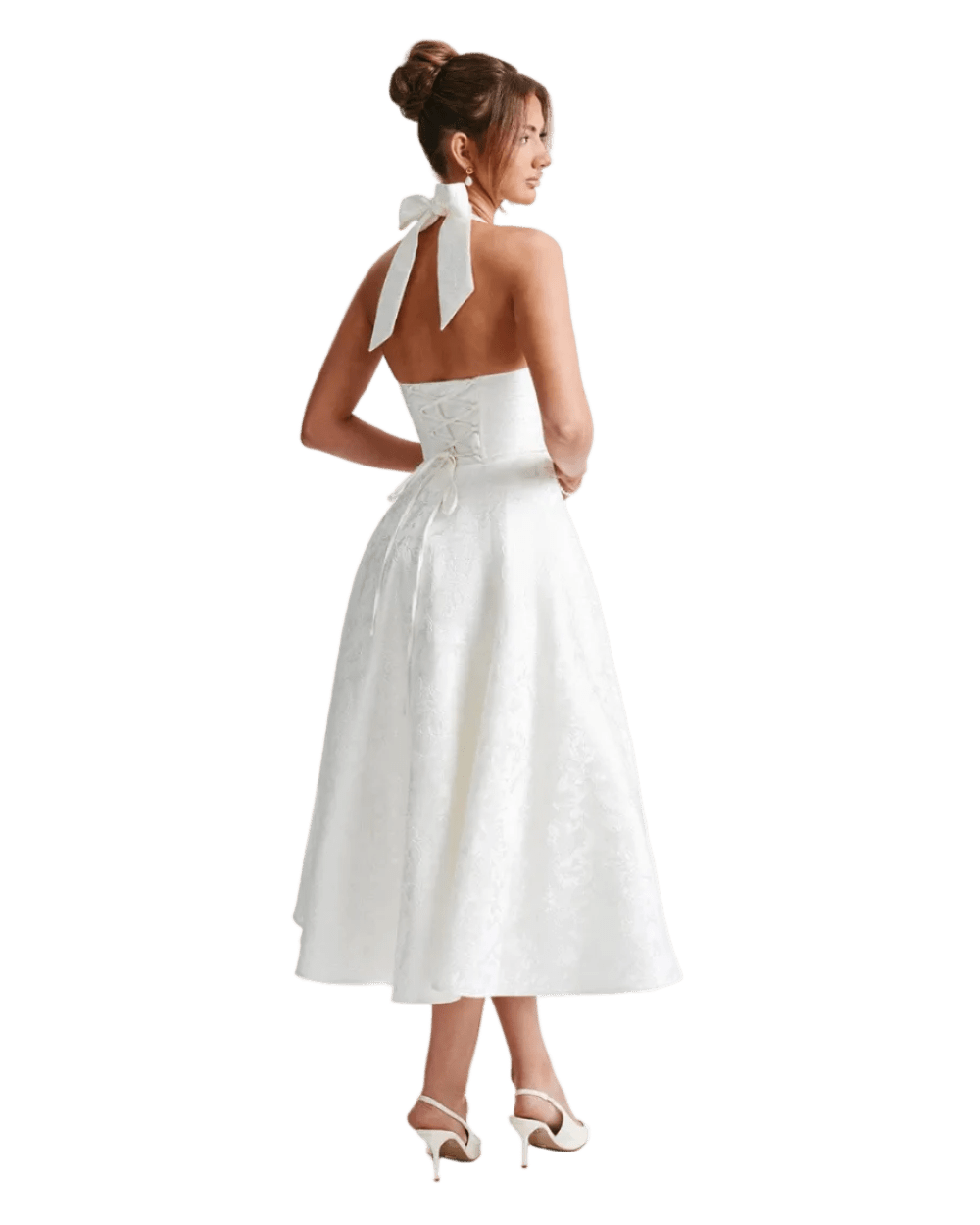 Effie Midi Dress - White - velourea