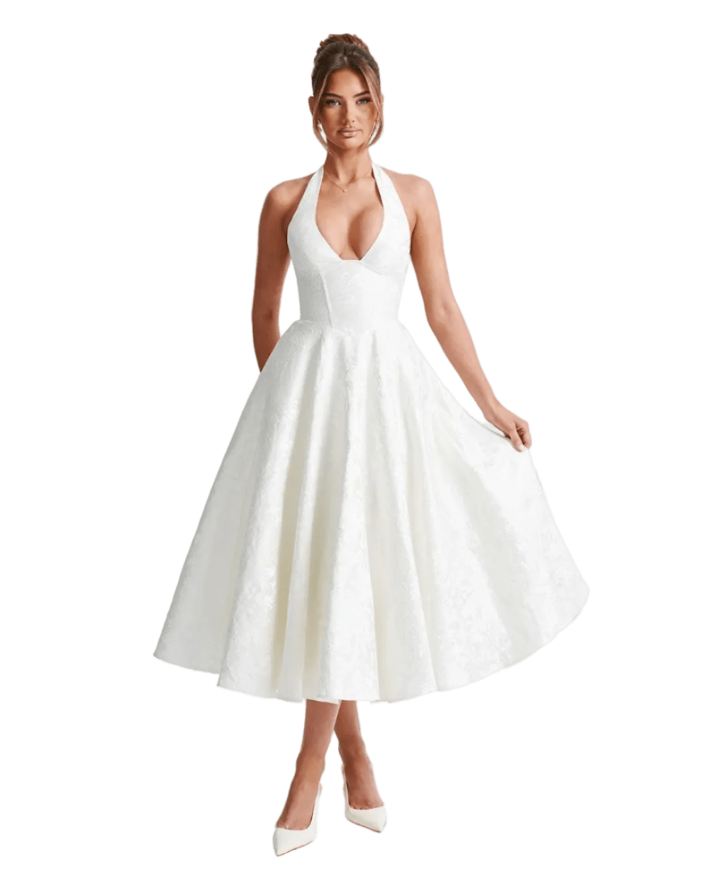 Effie Midi Dress - White - velourea