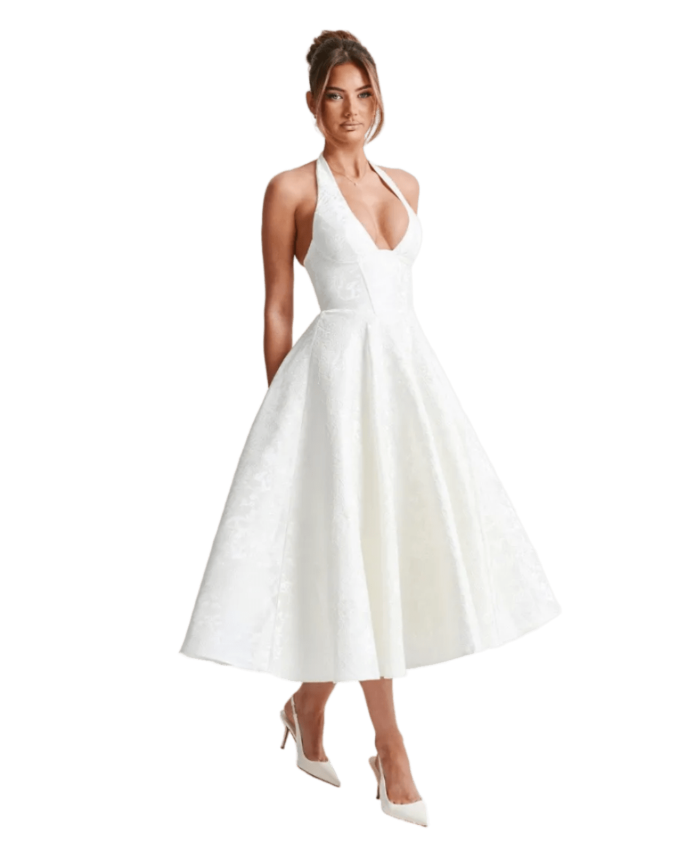Effie Midi Dress - White - velourea