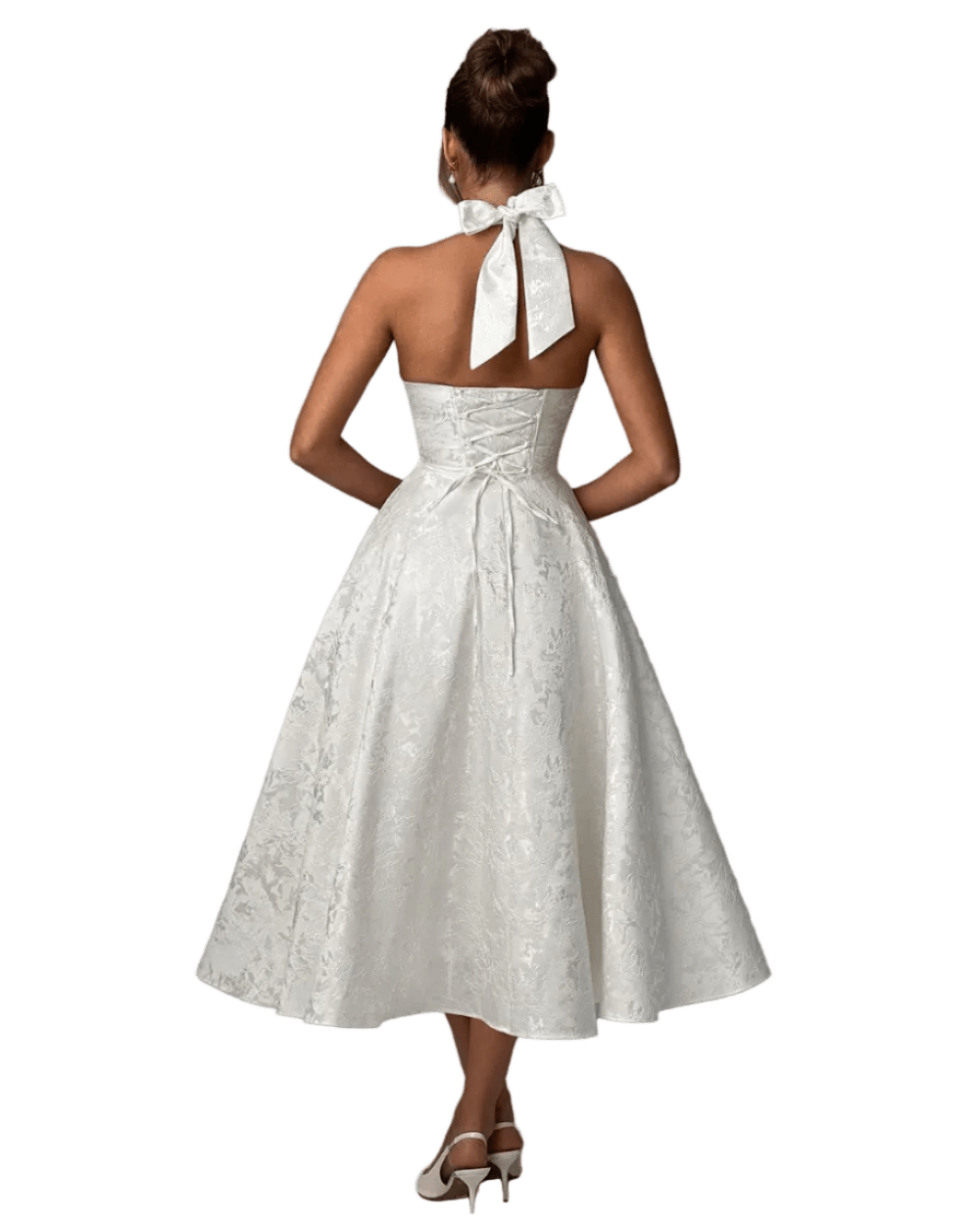 Effie Midi Dress - White - velourea