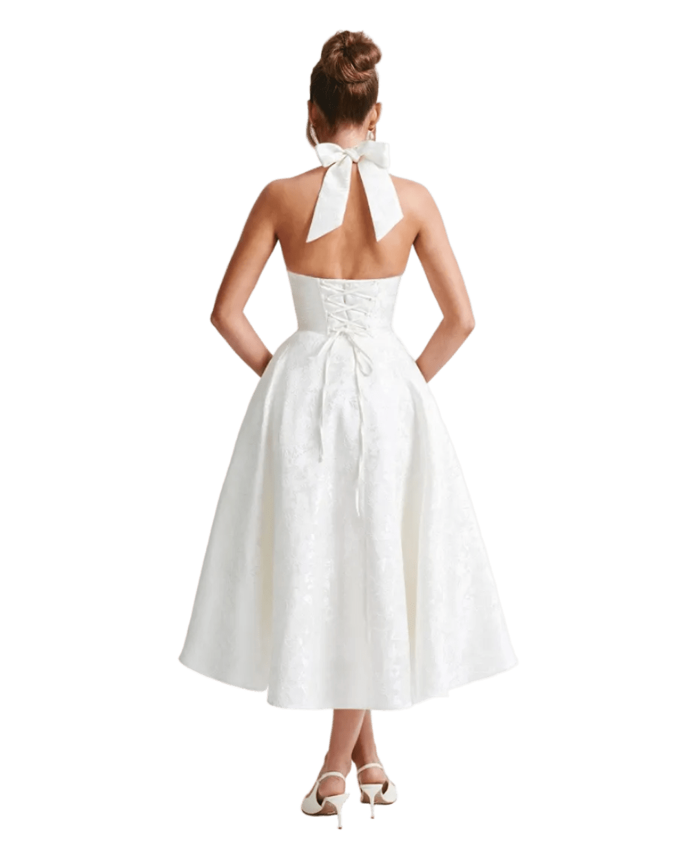 Effie Midi Dress - White - velourea