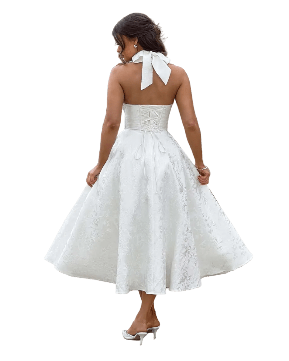 Effie Midi Dress - White - velourea