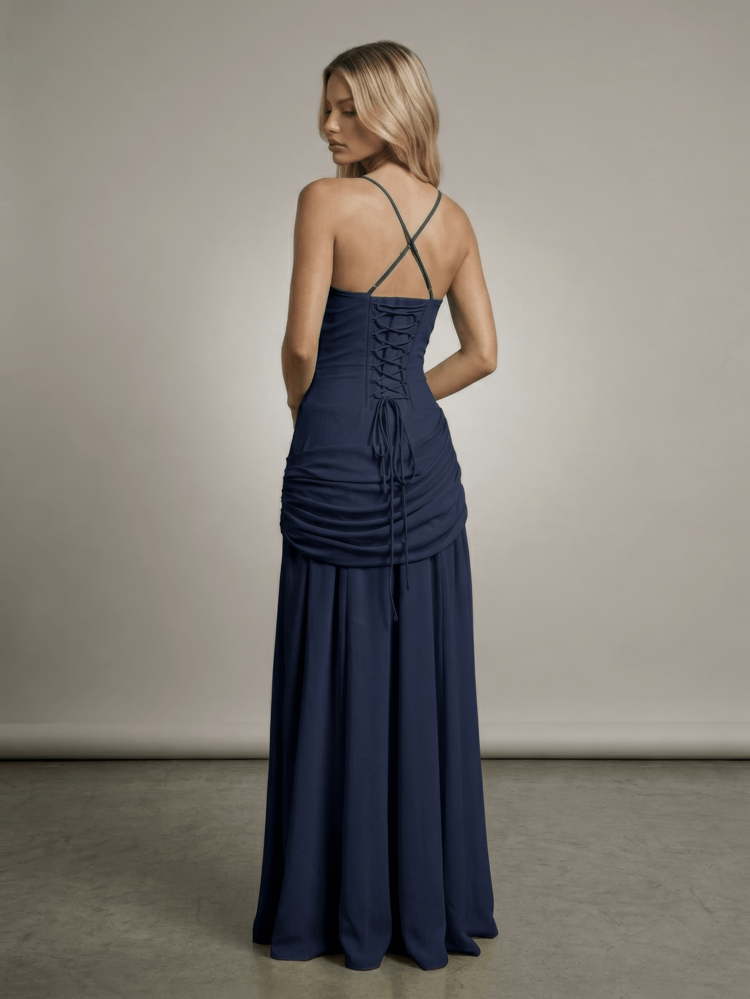 Essential Ribbed MIdi Dress - Navy Blue - velourea
