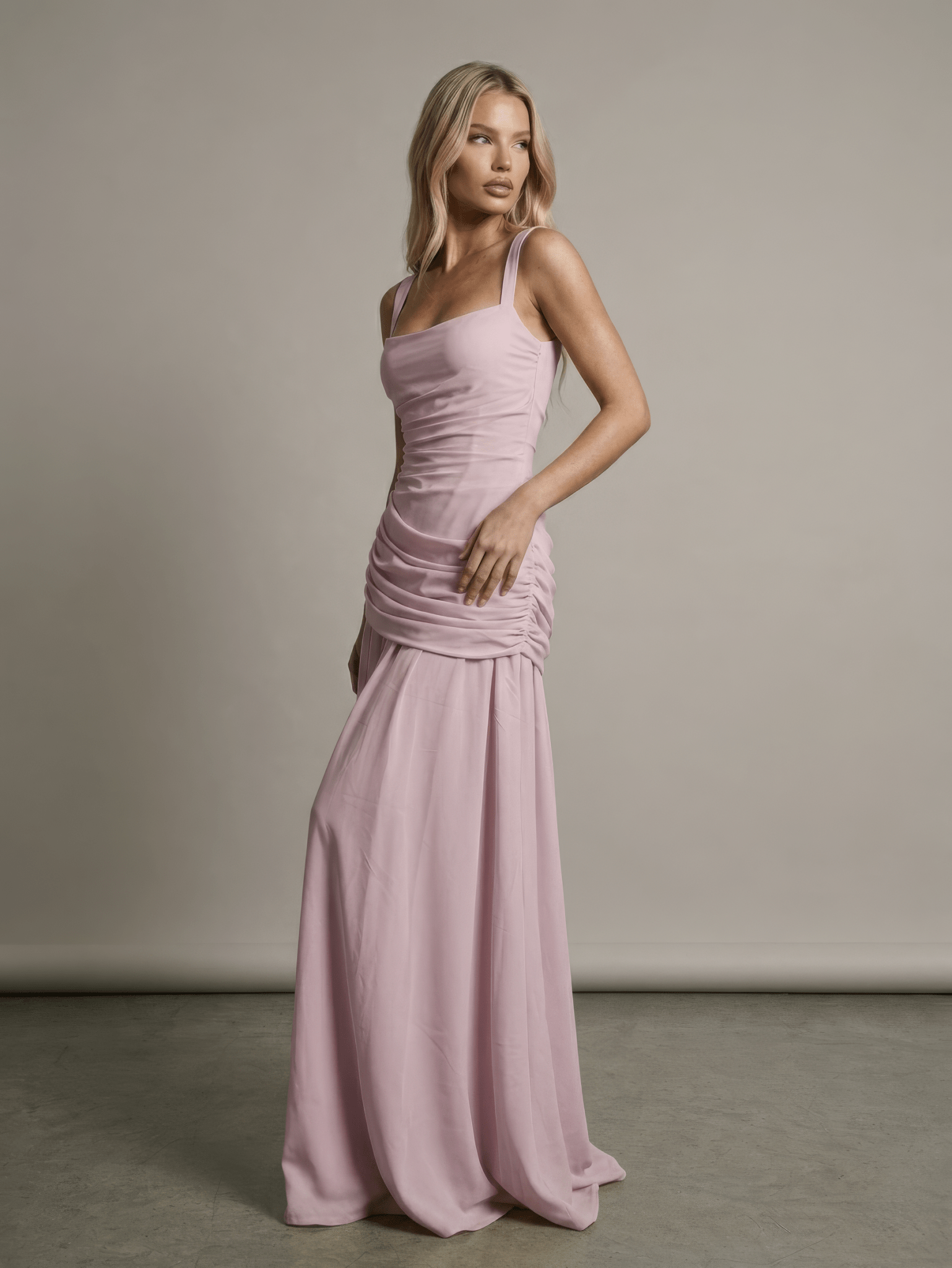 Essential Ribbed MIdi Dress - Pink - velourea