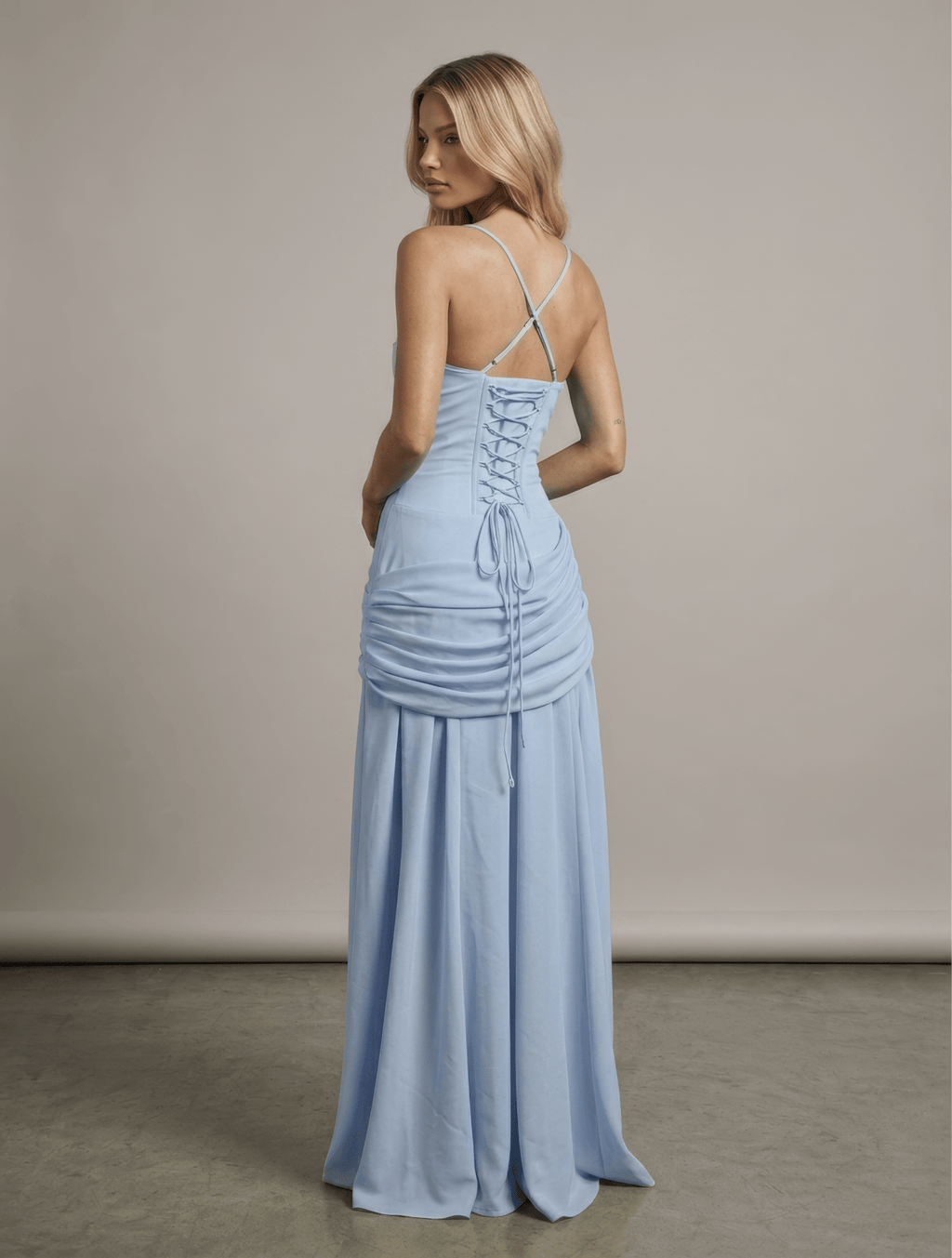 Essential Ribbed MIdi Dress - Skyblue - velourea