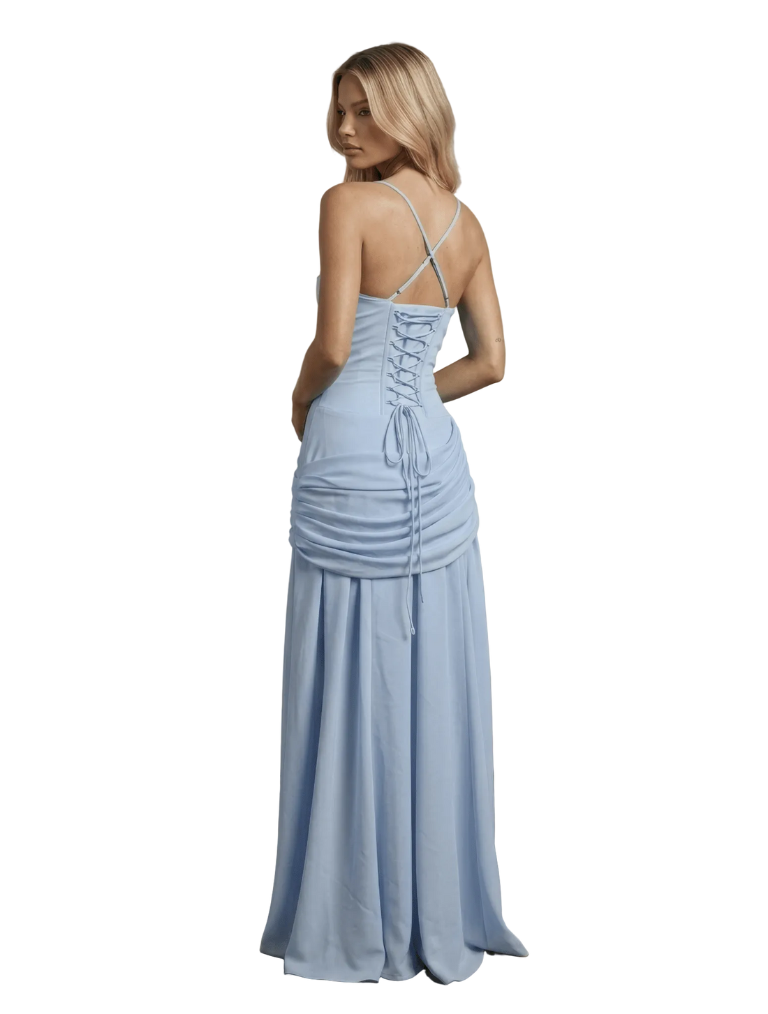 Essential Ribbed MIdi Dress - Skyblue - velourea