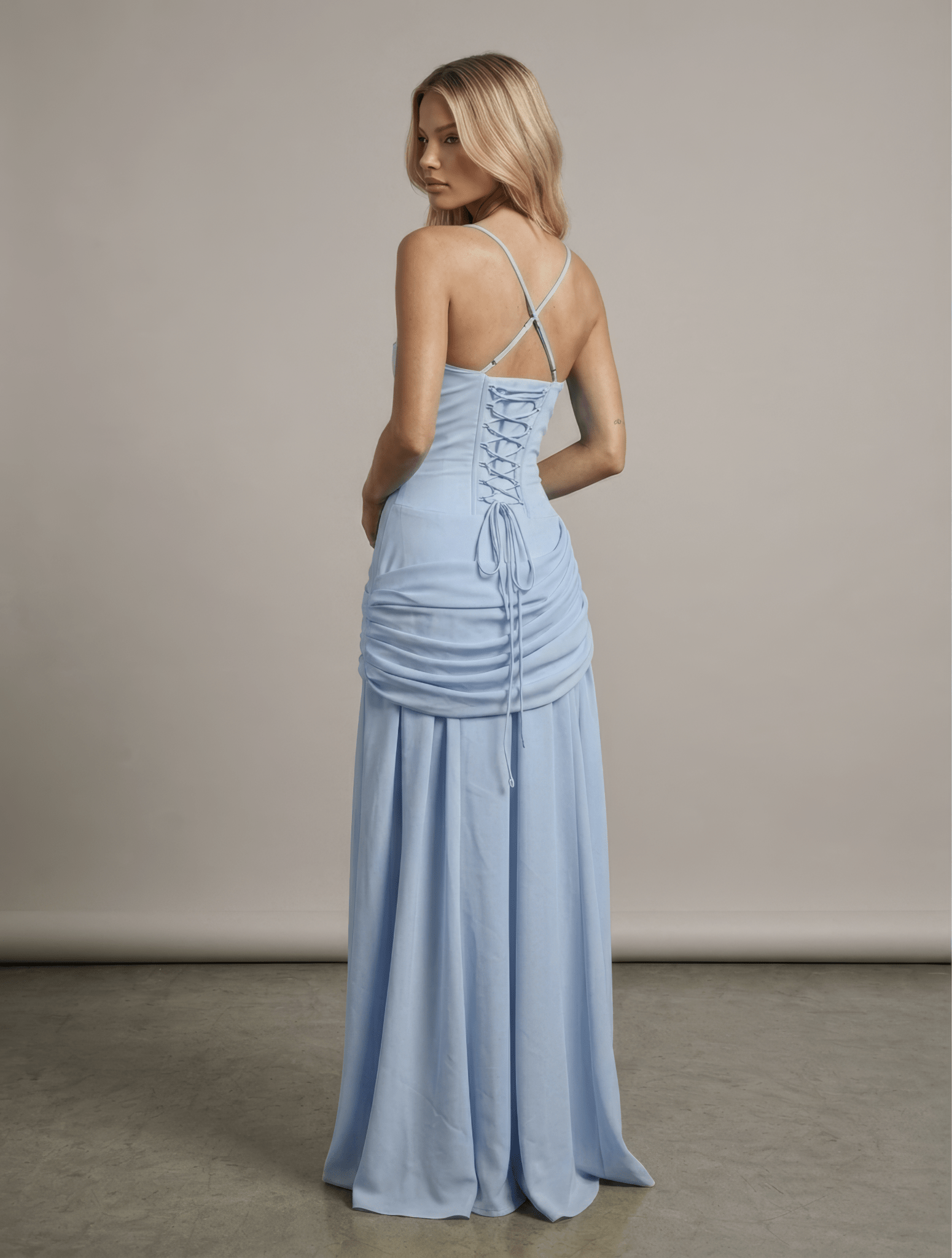 Essential Ribbed MIdi Dress - Skyblue - velourea