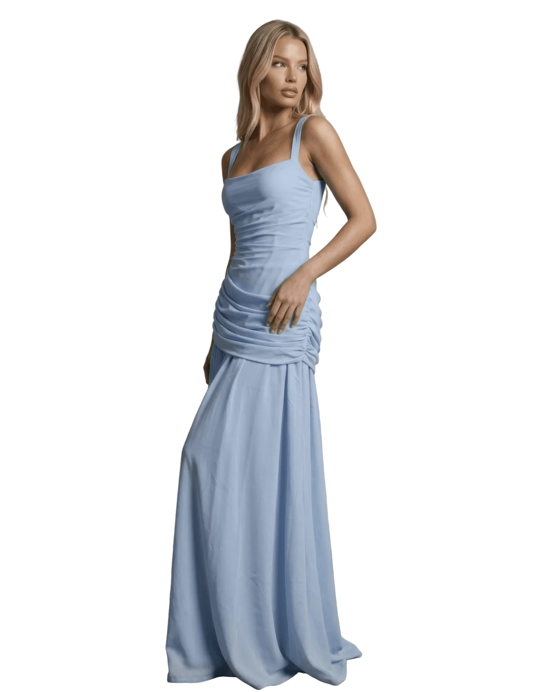 Essential Ribbed MIdi Dress - Skyblue - velourea