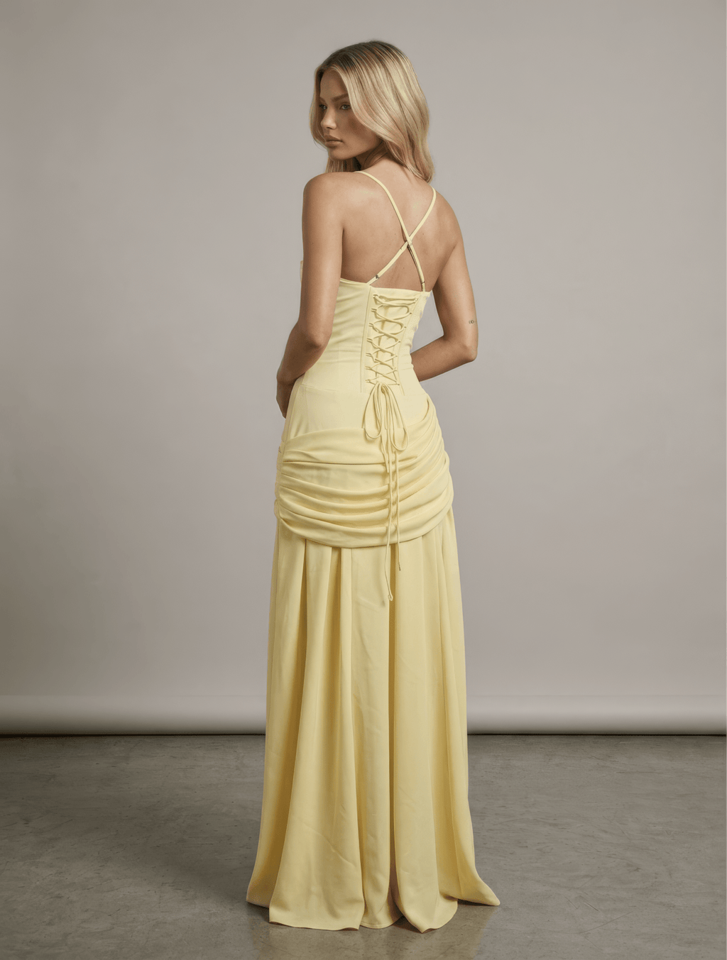 Essential Ribbed MIdi Dress - Yellow - velourea