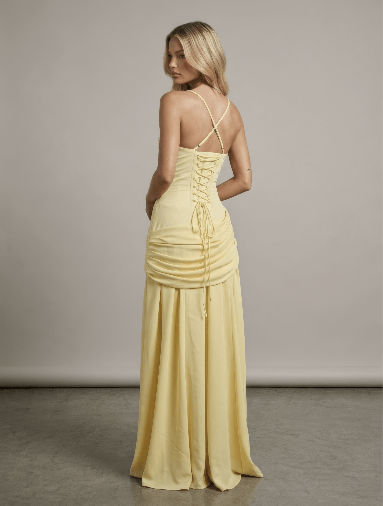Essential Ribbed MIdi Dress - Yellow - velourea