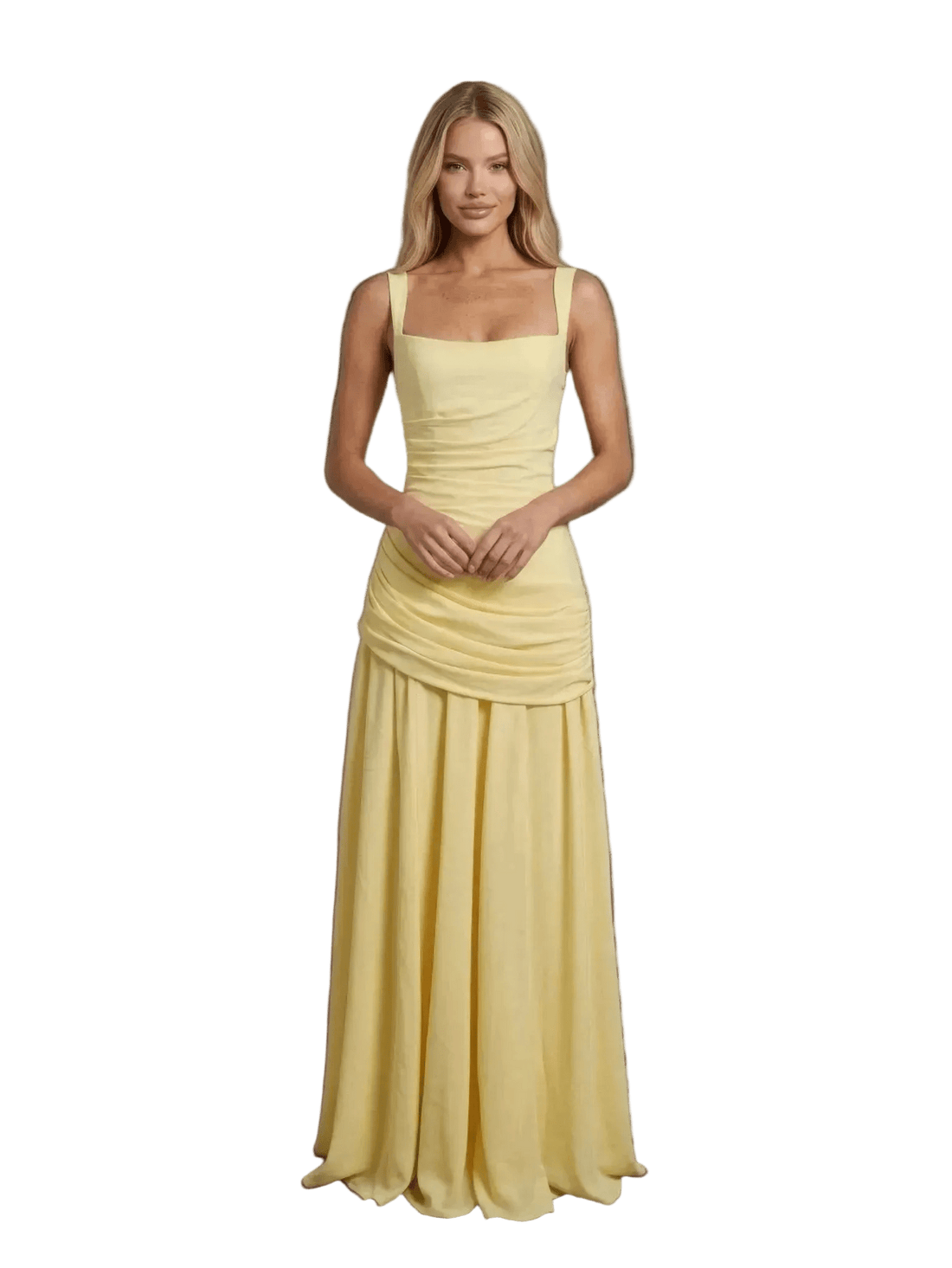 Essential Ribbed MIdi Dress - Yellow - velourea