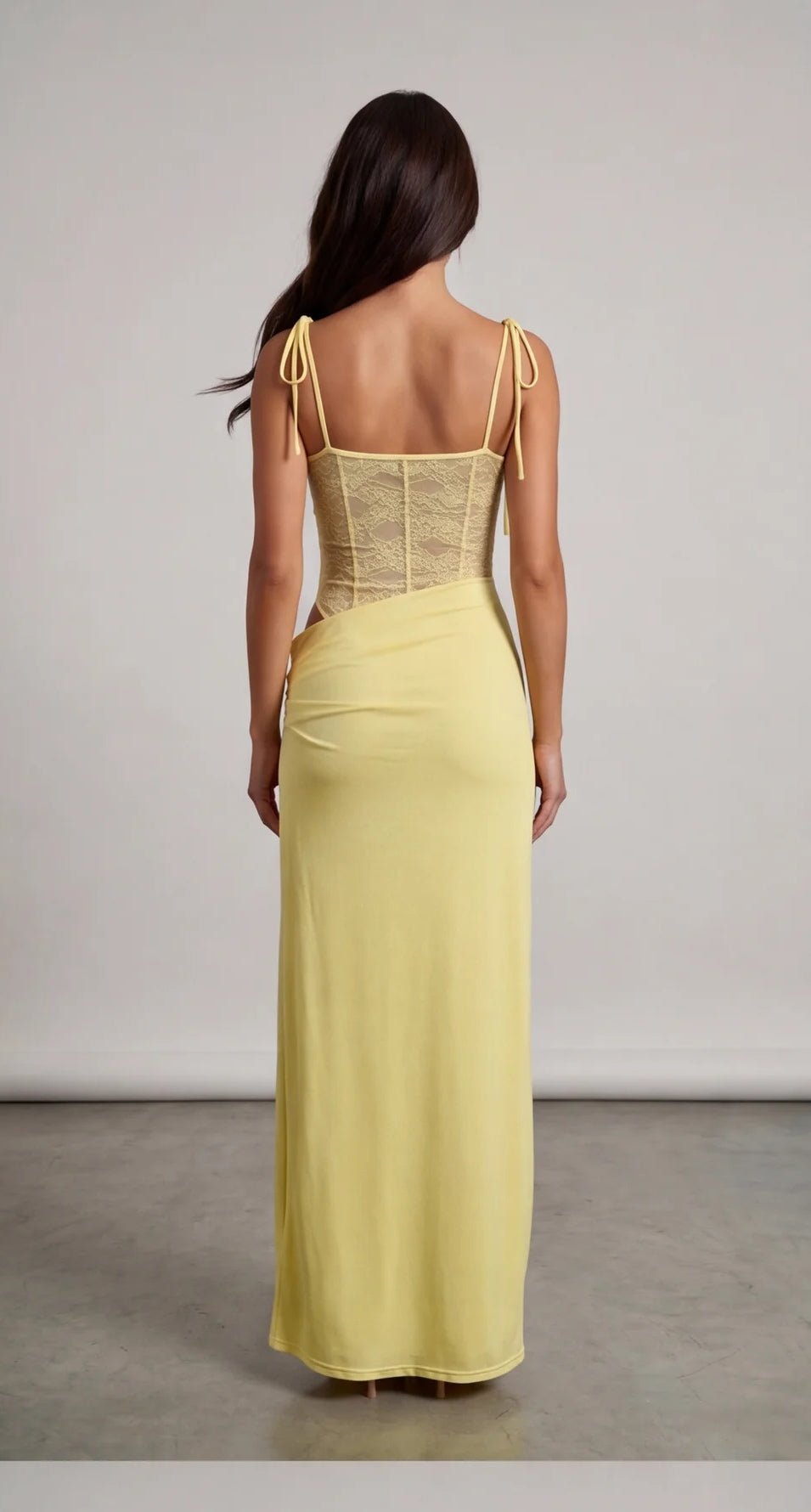 שמלת מקסי תחרה | Lace Corset Maxi Dress - velourea