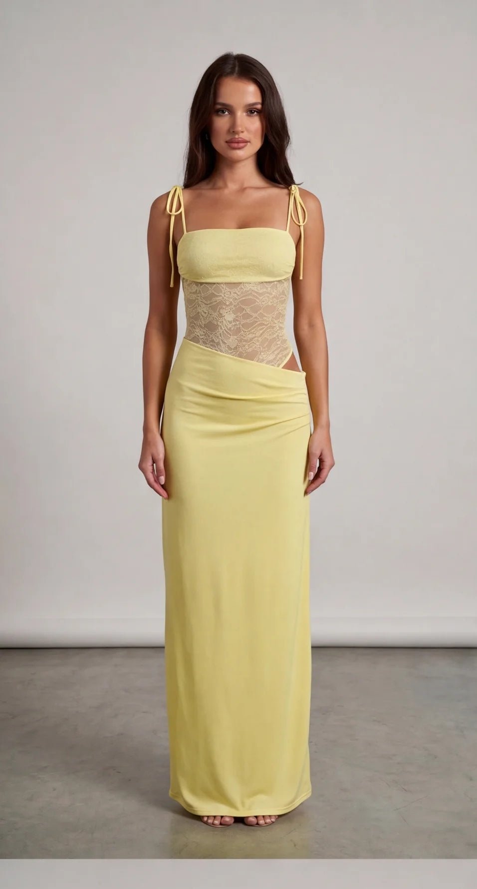 שמלת מקסי תחרה | Lace Corset Maxi Dress - velourea