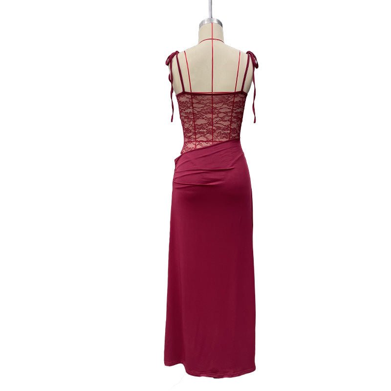שמלת מקסי תחרה | Lace Corset Maxi Dress - velourea