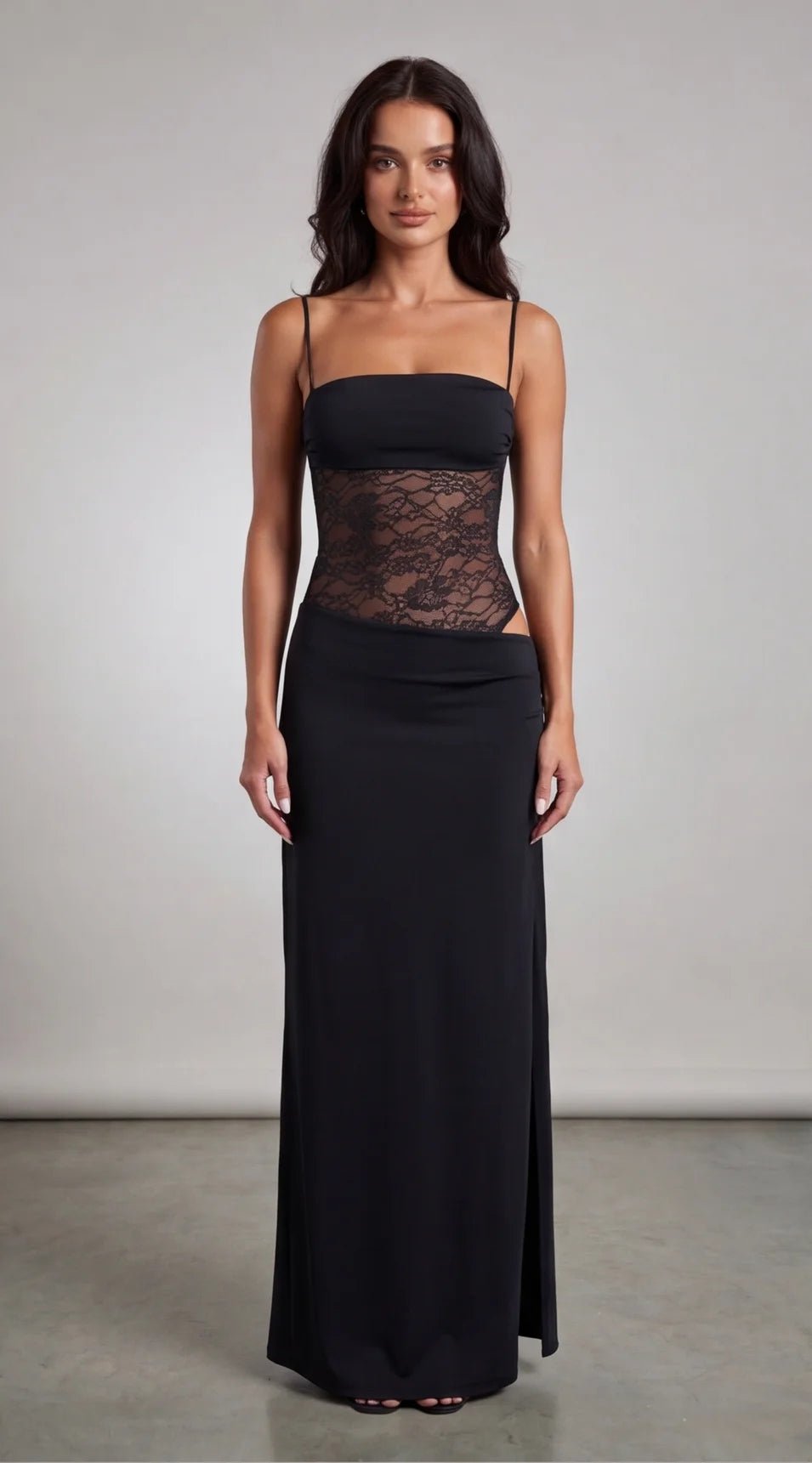 שמלת מקסי תחרה | Lace Corset Maxi Dress - velourea