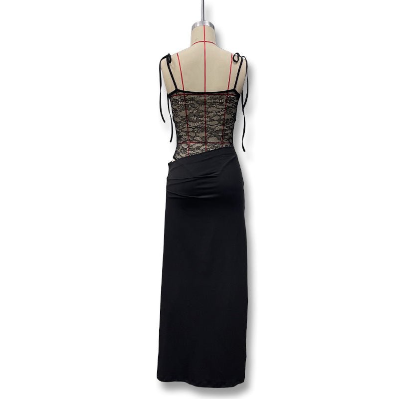 שמלת מקסי תחרה | Lace Corset Maxi Dress - velourea