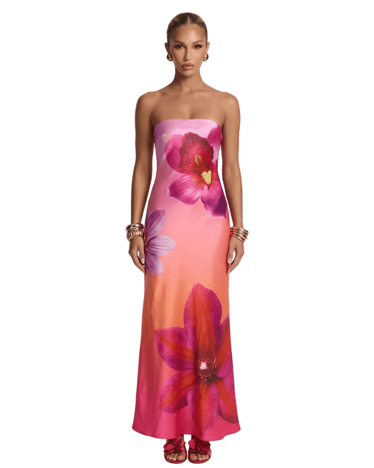 Orchid Bloom Satin - Red - velourea