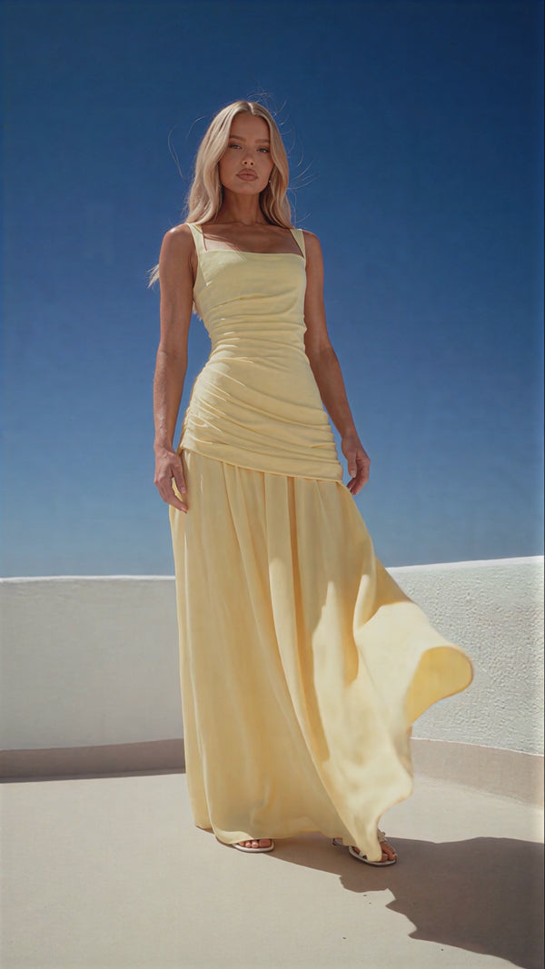 Essential Ribbed MIdi Dress - Yellow