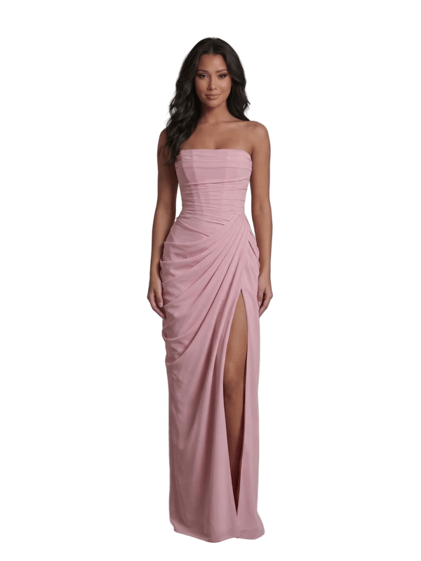 Royal Drape Dress - Pink - velourea