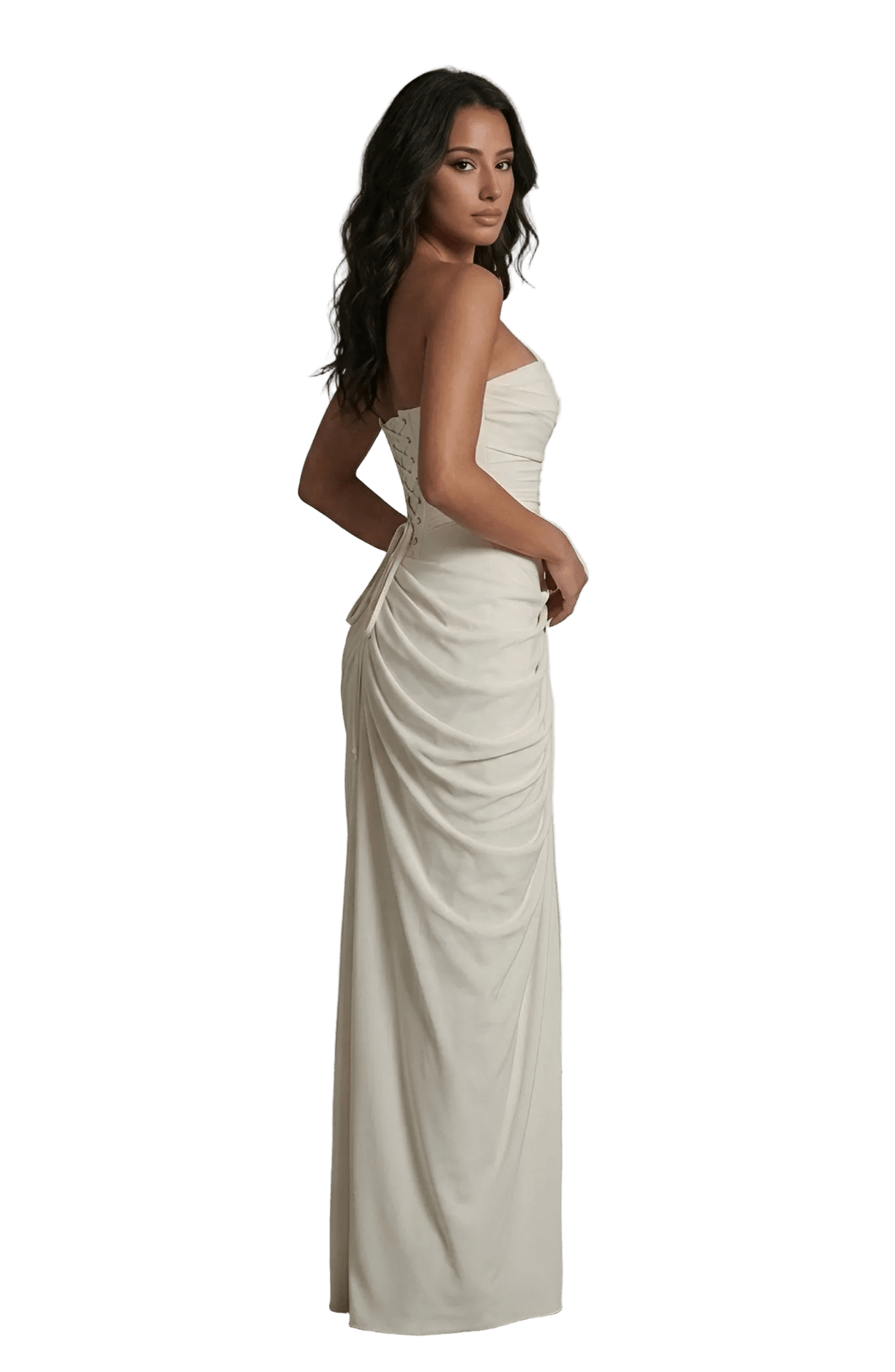 Royal Drape Dress - White - velourea