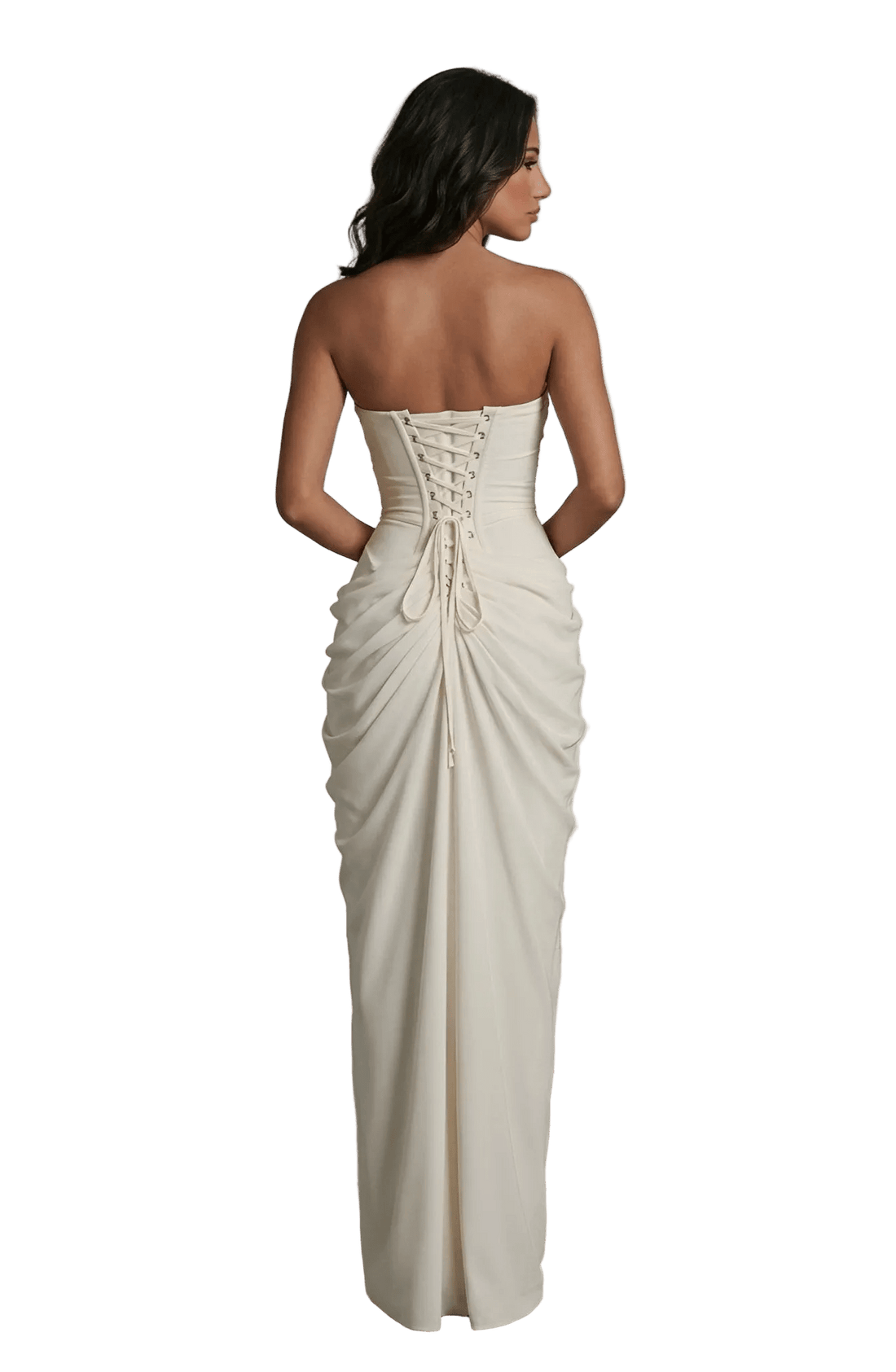 Royal Drape Dress - White - velourea