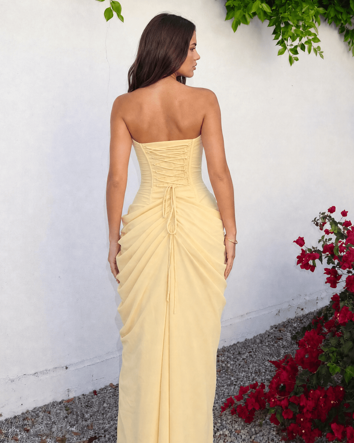Royal Drape Dress - Yellow - velourea