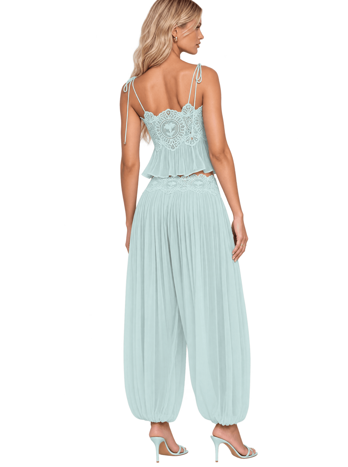 Sheer Mint Lace Set - velourea