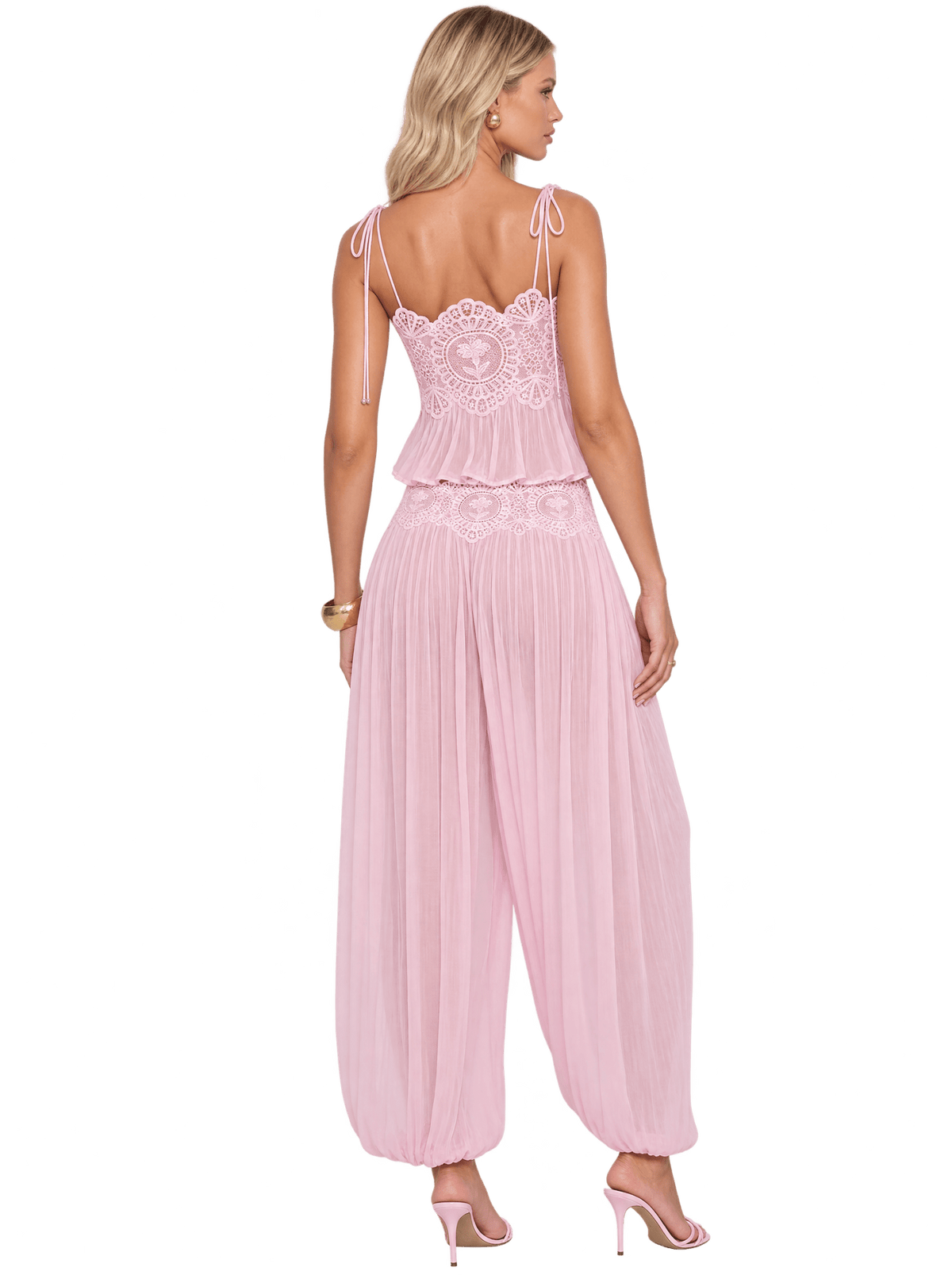 Sheer Pink Lace Set - velourea